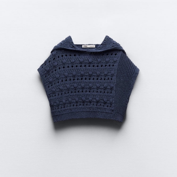 ZARA HOODED KNIT CROP TOP - Picture 2 of 4
